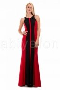 Langes Abendkleid Schwarz-Rot C6169