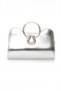 Handtasche aus Lackleder Silber-Metallic Ç002