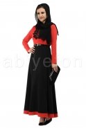 Hijab Kleid Schwarz-Rot T1726