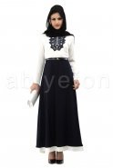 Hijab Kleid Marineblau-Weiß T1726