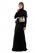 Hijab Kleid Schwarz-Silber S3680