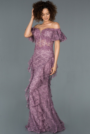 Abendkleid im Meerjungfrau-Stil Lang Lavendel ABU1278