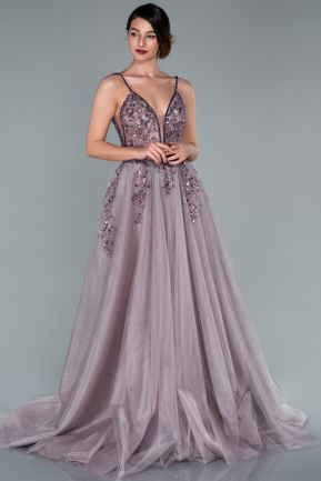 Designer Abendkleid Lang Lavendel hell ABU2093