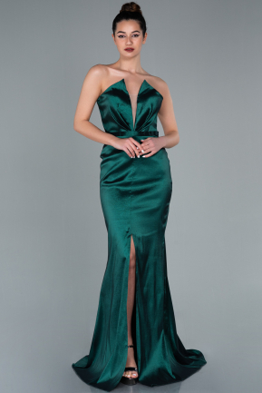 Abendkleid im Meerjungfrau-Stil Lang Lycra Taft Smaragdgrün ABU2121