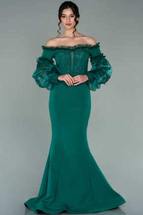 Abendkleid im Meerjungfrau-Stil Lang Smaragdgrün ABU2148