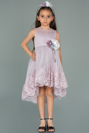 Abendkleid für Kinder Vorne Kurz-Hinten Lang Lavendel ABO081