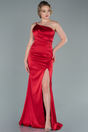 Rot Abendkleid İm Meerjungfrau-Stil Satin Lang ABU2335