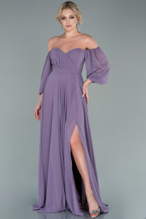 Abendkleider in Großen Größen Lang Chiffon Lavendel ABU2597