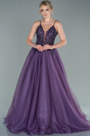 Designer Abendkleid Lang Lavendel ABU2059