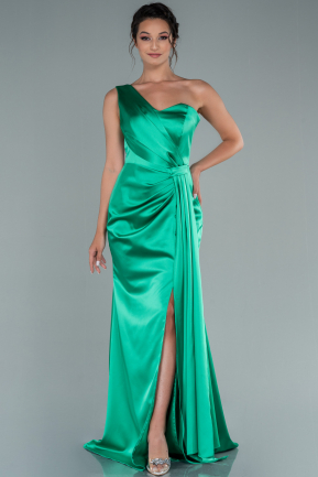 Grün Abendkleid İm Meerjungfrau-Stil Satin Lang ABU2221