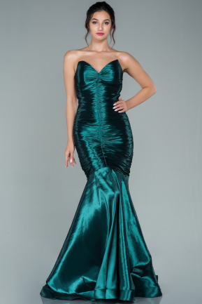 Abendkleid im Meerjungfrau-Stil Lang Smaragdgrün ABU2526
