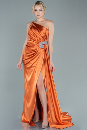 Orange Abendkleid Satin Lang ABU2465
