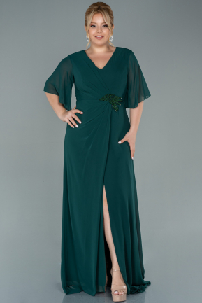 Abendkleider in Großen Größen Lang Chiffon Smaragdgrün ABU2748