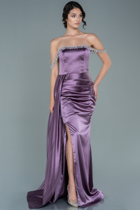 Abendkleid Lang Satin Lavendel ABU2618
