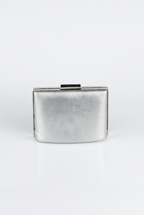 Kästchen-Tasche Gemustertes Leder Silber V288