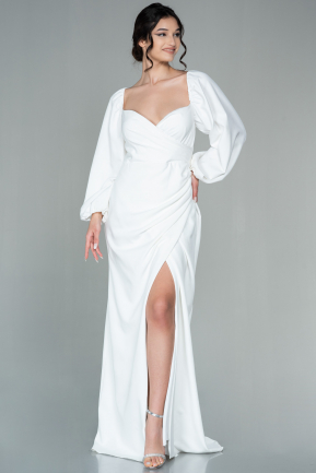 Abendkleid im Meerjungfrau-Stil Lang Weiß ABU2280