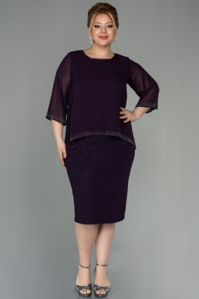 Kleider in Großen Größen Kurz Violett dunkel ABK1593