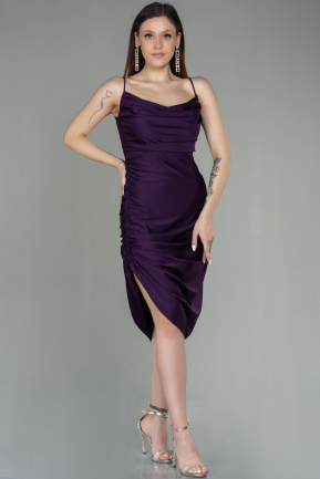Violett dunkel Abendkleid Midi ABK1739