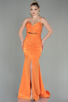 Abendkleid im Meerjungfrau-Stil Lang Orange ABU2918