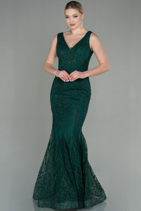 Abendkleid im Meerjungfrau-Stil Lang Smaragdgrün ABU2942