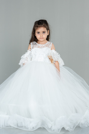 Brautkleid für Kinder Lang Weiß ABU3044