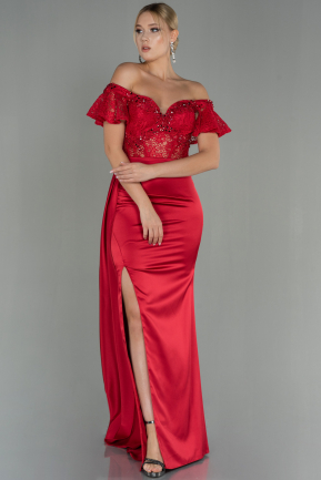 Abendkleid im Meerjungfrau-Stil Lang Rot ABU3059