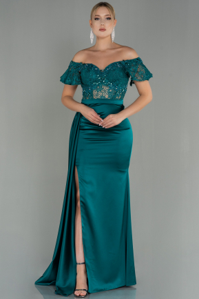 Abendkleid im Meerjungfrau-Stil Lang Smaragdgrün ABU3059