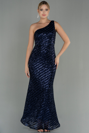 Abendkleid im Meerjungfrau-Stil Lang Marineblau ABU3072