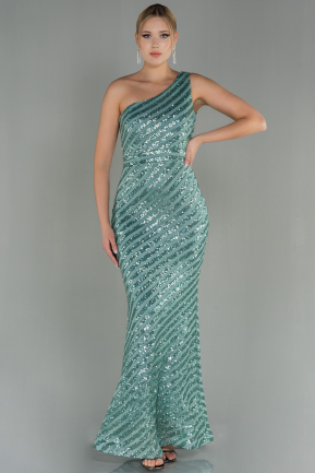 Abendkleid im Meerjungfrau-Stil Lang Minzgrün ABU3072