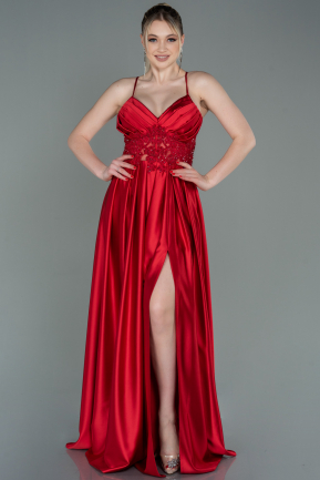 Rot Abendkleid Satin Lang ABU2583