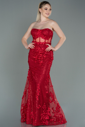 Abendkleid im Meerjungfrau-Stil Lang Rot ABU3120