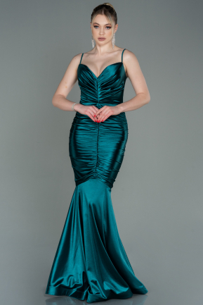 Abendkleid im Meerjungfrau-Stil Lang Smaragdgrün ABU3121