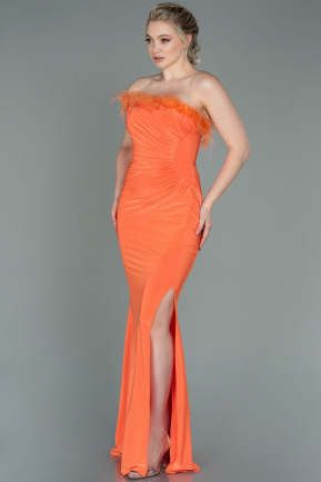 Abendkleid im Meerjungfrau-Stil Lang Orange ABU3048