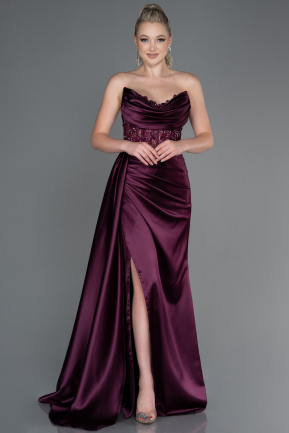 Kirschrot Abendkleid Satin Lang ABU4287