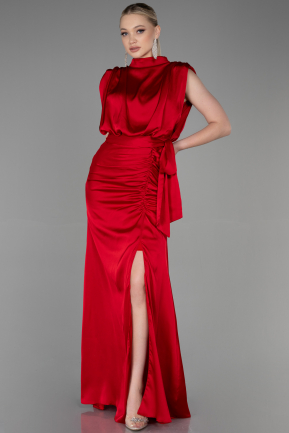 Rot Abendkleid Satin Lang ABU2133