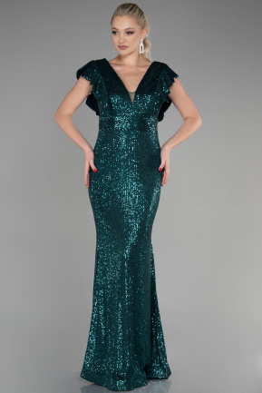 Abendkleid im Meerjungfrau-Stil Lang Smaragdgrün ABU1481