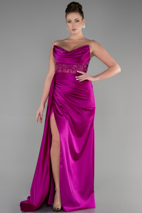 Violett Abendkleid Satin Lang ABU3587