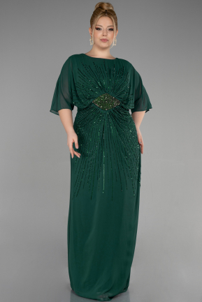 Designer-Plus-Size-Abendkleider Lang Chiffon Smaragdgrün ABU3651