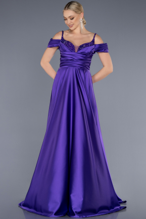 Long Purple Satin Evening Dress ABU3678