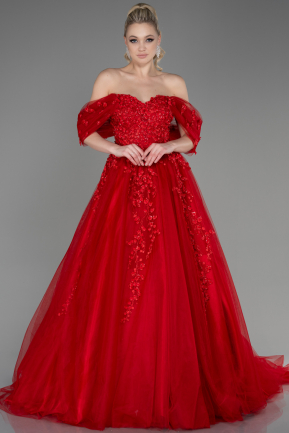 Rot Speziell Entworfene Abendkleider İn Großen Größen Lang ABU3623