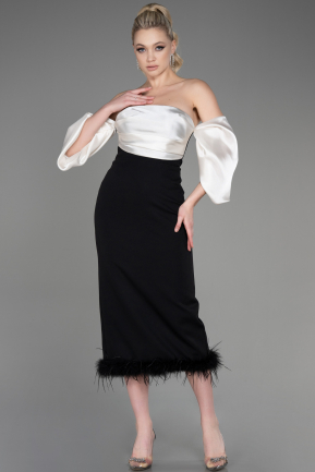 Black-White Midi Invitation Dress ABK1796
