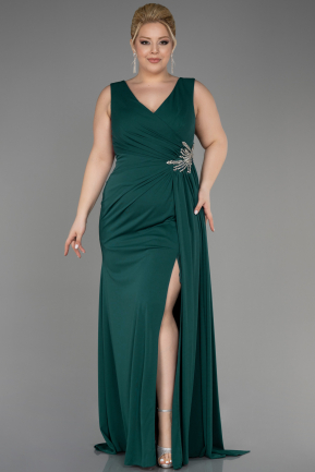 Long Emerald Green Plus Size Evening Dress ABU2934