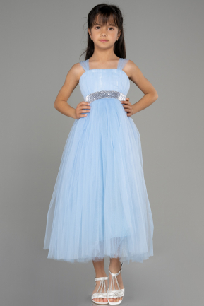Light Blue Long Girl Dress ABU3031
