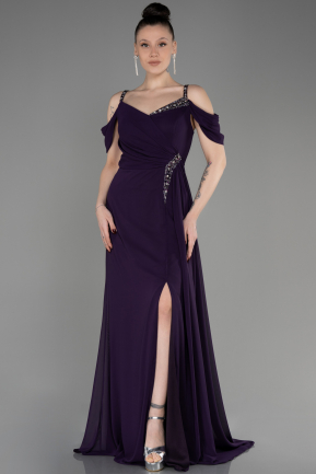Abendkleid in Übergröße Lang Chiffon Violett dunkel ABU3742