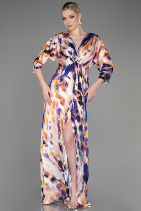 Robe de Soirée Longue Satin Violet ABU3760