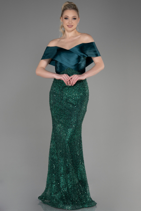 Abendkleid im Meerjungfrau-Stil Lang Smaragdgrün ABU3770