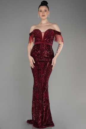 Long Burgundy Mermaid Prom Dress ABU3783