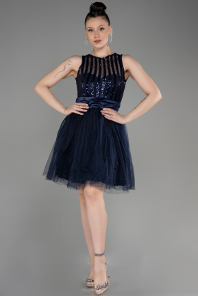 Short Navy Blue Prom Gown ABK2016