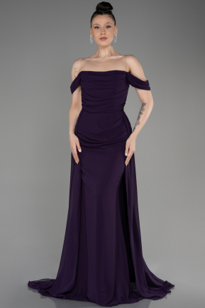 Long Dark Purple Chiffon Evening Dress ABU3802
