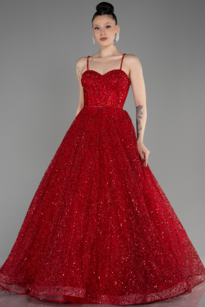 Red Scaly Long Evening Dress ABU3839